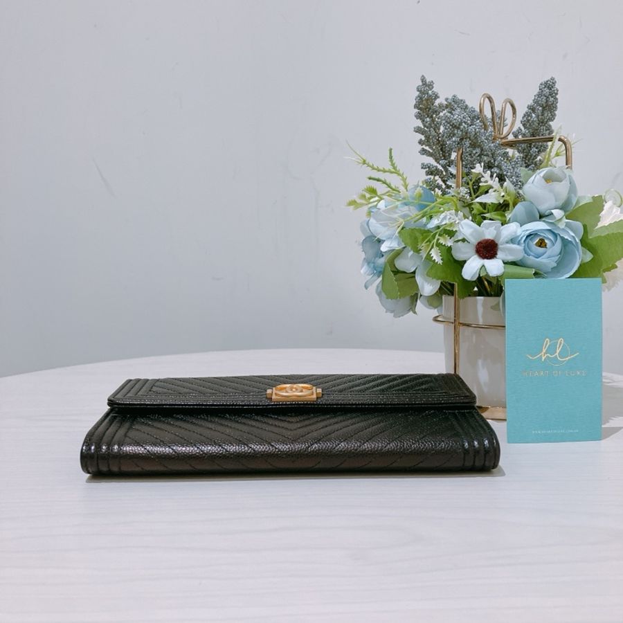 TK1641 CHANEL香奈兒V紋男兒款長銀包 BOY WALLET LONG STITCH CAVIAR-4