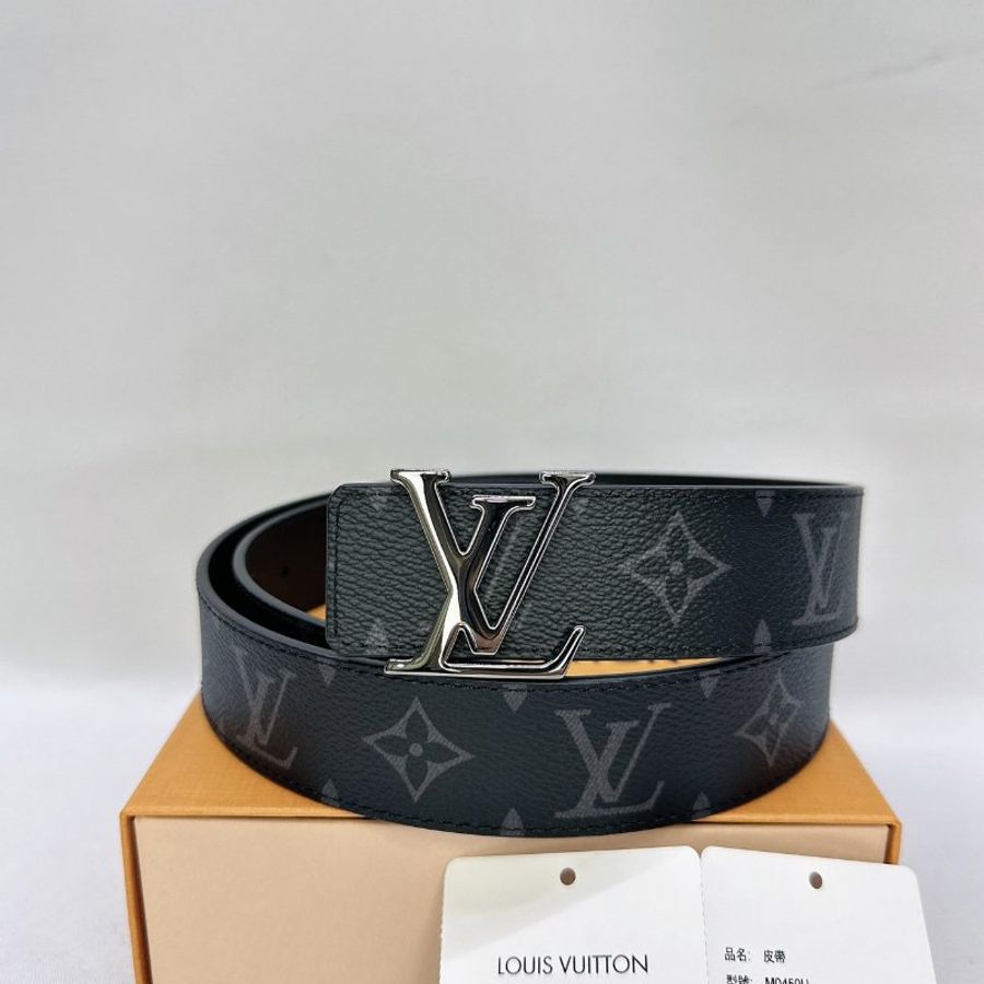LV 全新Initiales黑老花皮帶-0