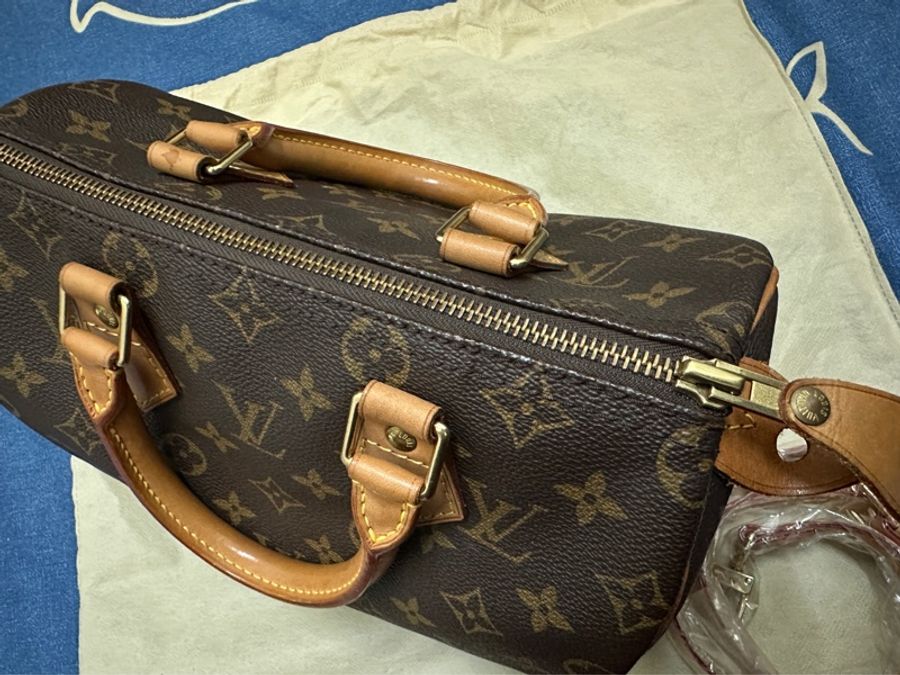 LV Speedy 25 老花 波士頓包 手提包 肩背包 斜背包-17