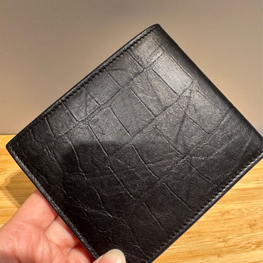 SAINT LAURENT 黑色皮革短夾-2