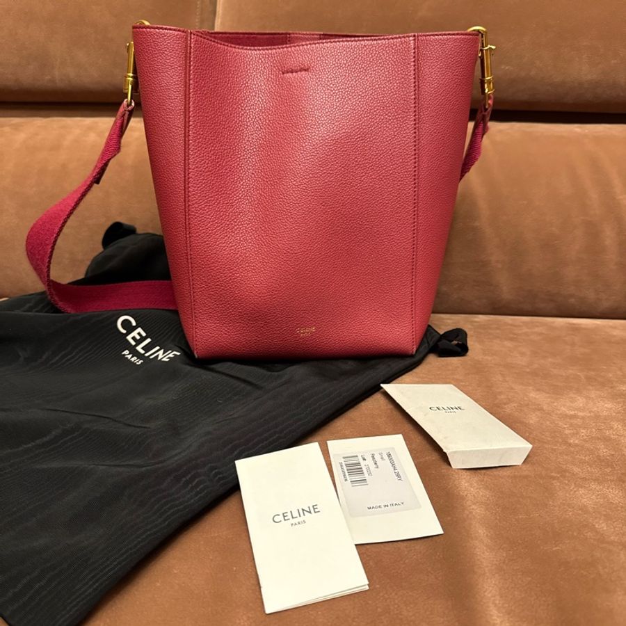 Celine sangle bucket small 水桶包 小號 酒紅色/紅莓色-0