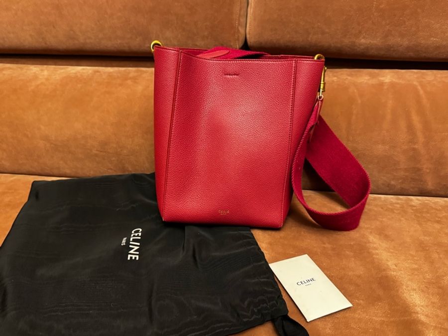Celine sangle bucket small 水桶包 小號 酒紅色/紅莓色-9