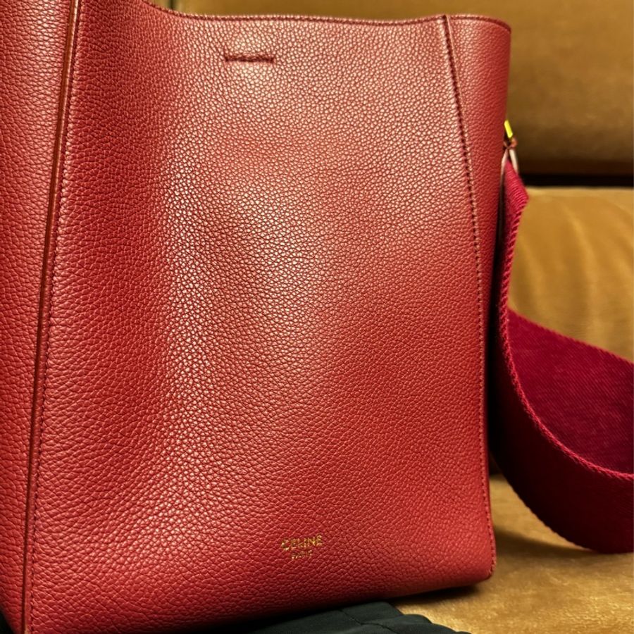 Celine sangle bucket small 水桶包 小號 酒紅色/紅莓色-10
