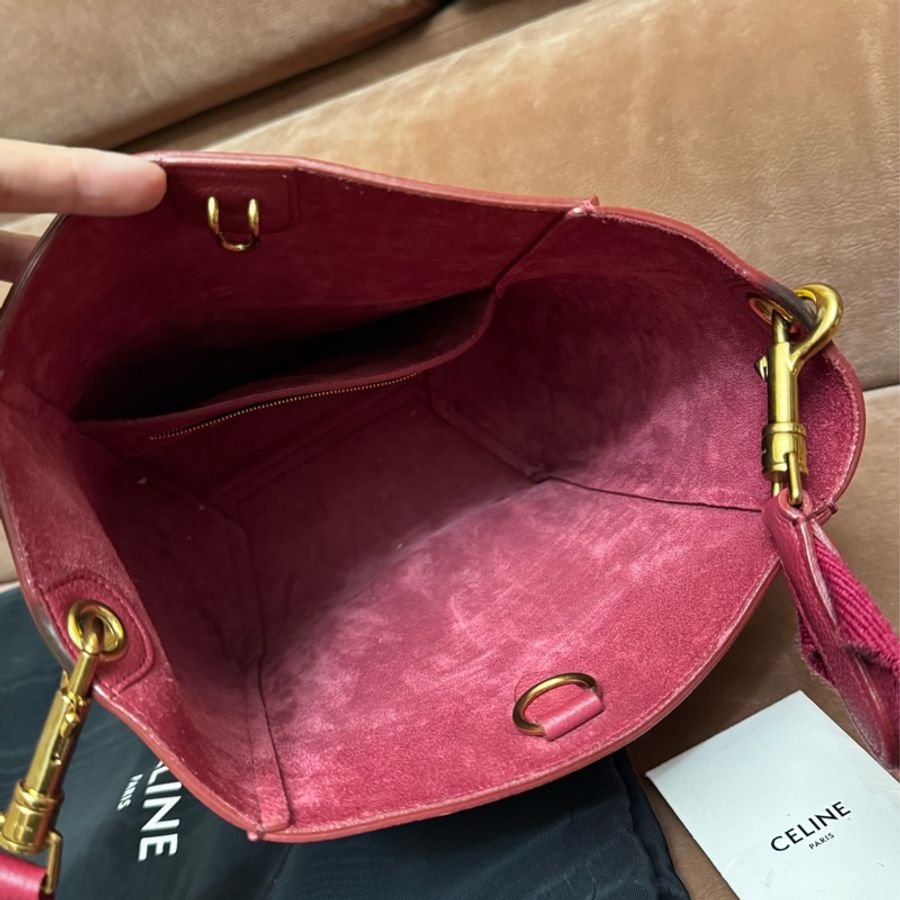 Celine sangle bucket small 水桶包 小號 酒紅色/紅莓色-17