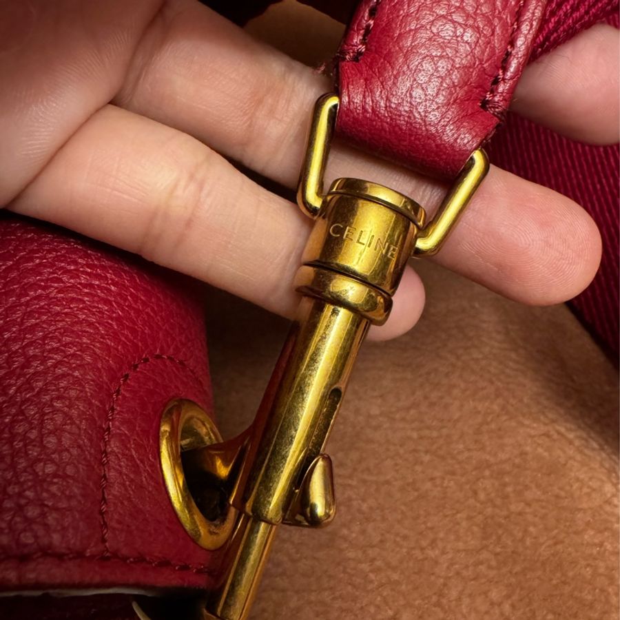 Celine sangle bucket small 水桶包 小號 酒紅色/紅莓色-19
