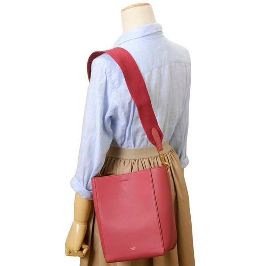 Celine sangle bucket small 水桶包 小號 酒紅色/紅莓色-5