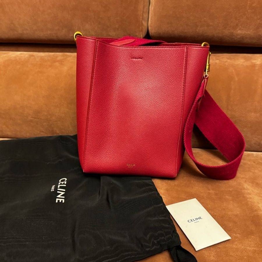Celine sangle bucket small 水桶包 小號 酒紅色/紅莓色-8