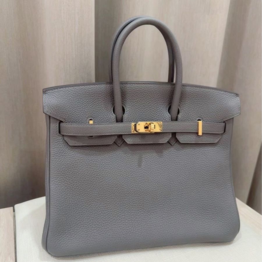 i*bb ♥️ Hermes birkin25  天菜錫器灰金釦 （台灣購證正本全配）-10