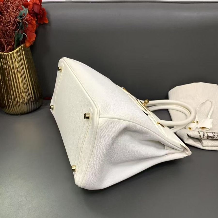 Hermes愛馬仕Birkin30白雪公主Epsom皮金扣n刻 手提包-4