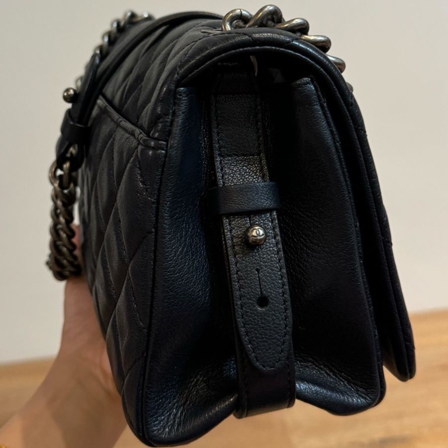 CHANEL 孟買系列 牛皮 菱格 黑銀CF 黑色 鍊條包 斜背包 肩背包 側背包 手提包-38