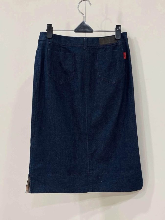 BURBERRY 倫敦 皮革字母牛仔裙(內格紋)-4