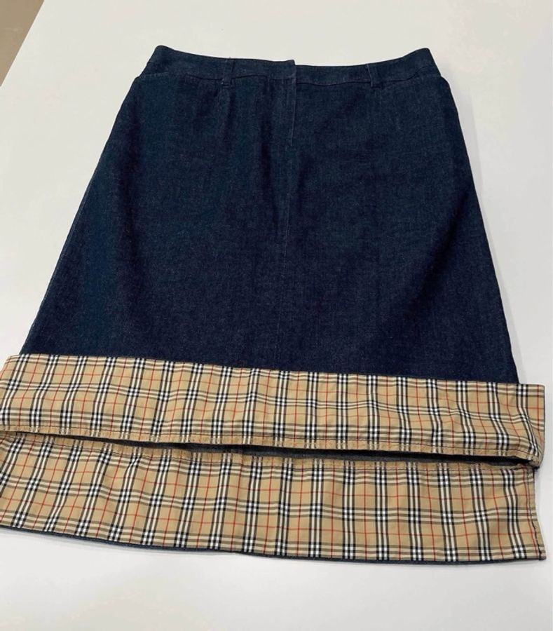 BURBERRY 倫敦 皮革字母牛仔裙(內格紋)-7