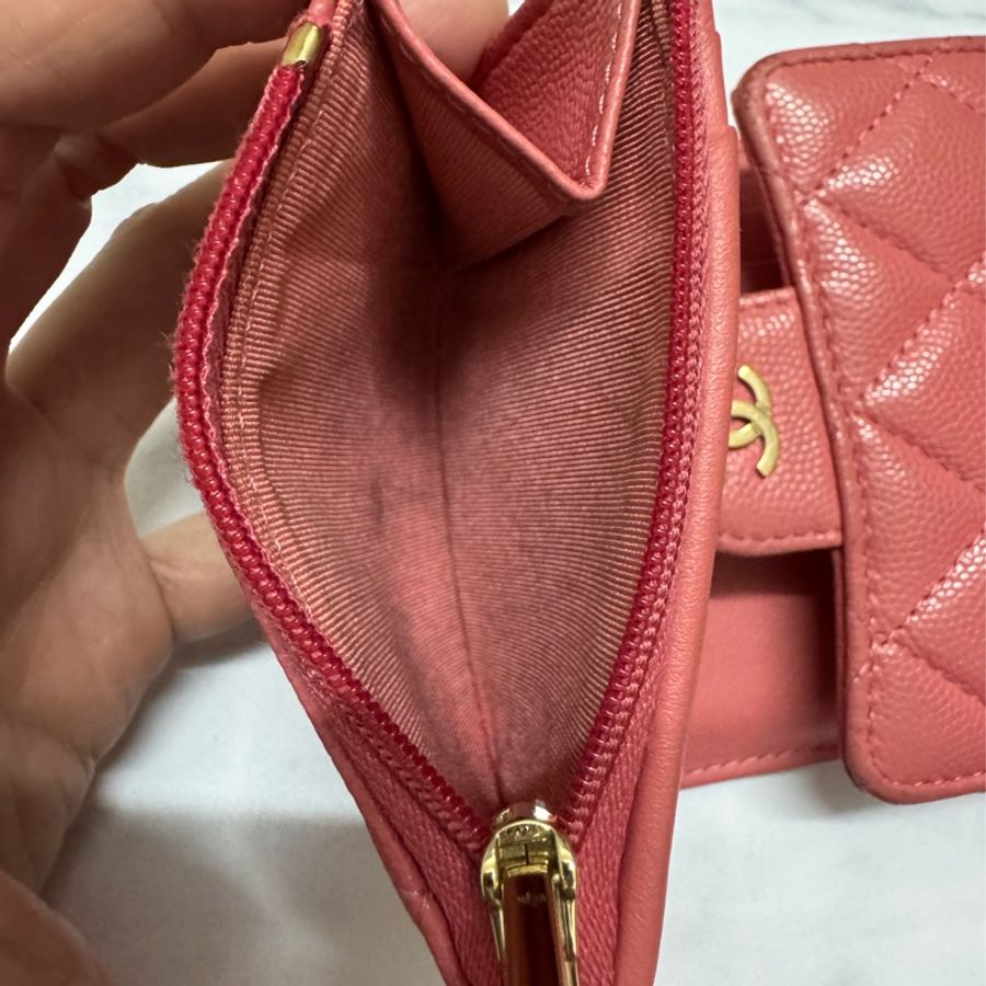 香奈兒三折短夾 乾燥玫瑰粉-5