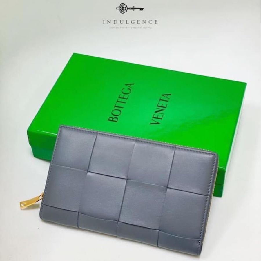 全新‼️Bottega Veneta Zip Around Wallet 長錢包 經典款 灰色 651368-4