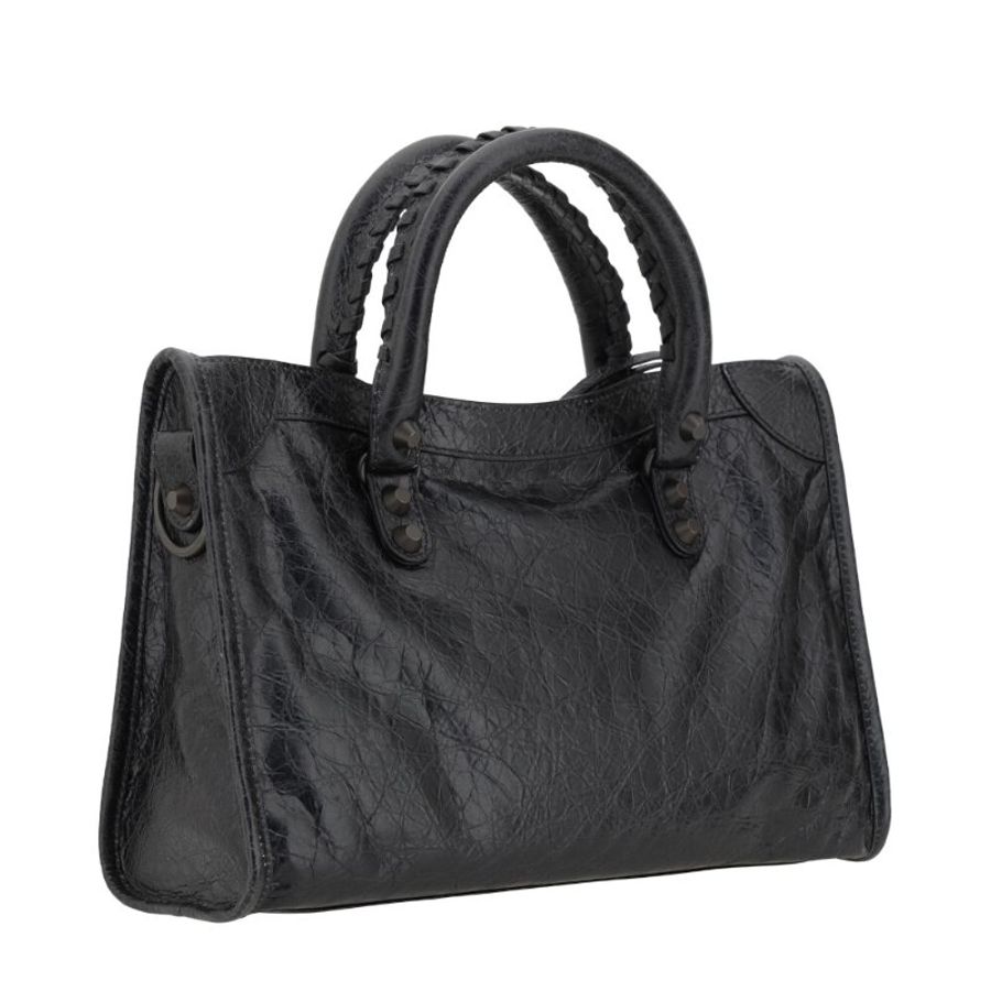 【Balenciaga 巴黎世家】Le City Small 小款 羊皮 手提包 肩背包 斜背包 機車包 黑色 8114422ABEK1000-3