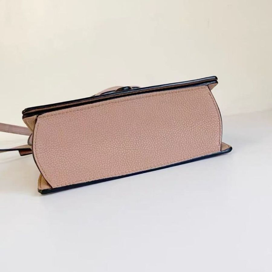 loewe barcelona 荔枝皮橡皮粉小號三角包斜背包19*12*8,98新 配件塵袋-3