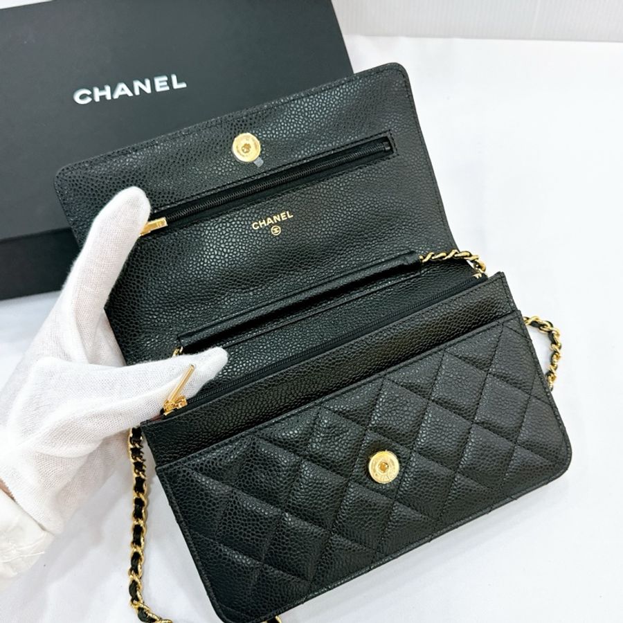 莉亞精品♡Chanel AP0250經典Woc 荔枝皮金釦 全新-2