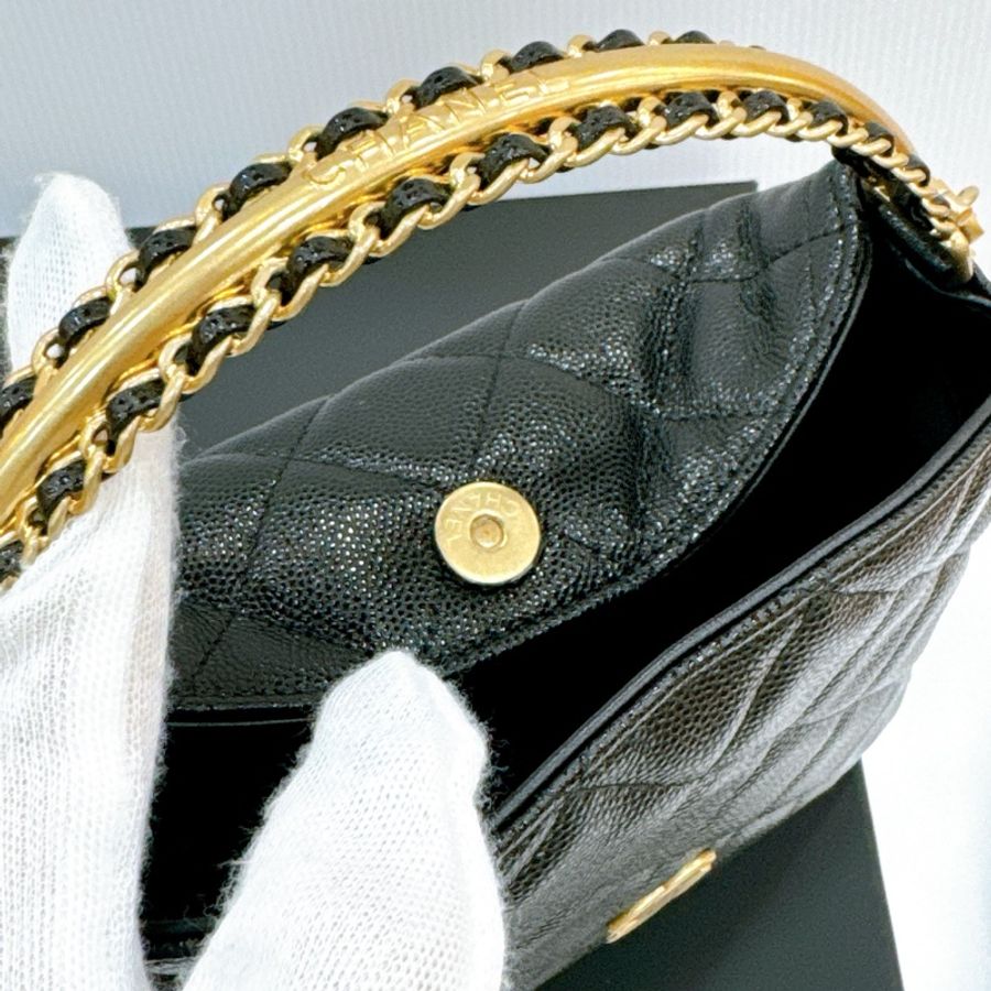 莉亞精品♡Chanel AP4066 黑金手提鏈包 全新-5