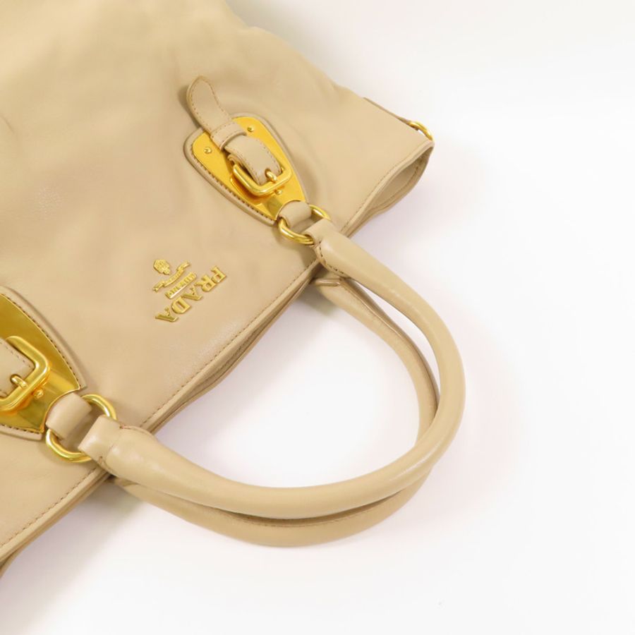 PRADA 【激減優惠】牛皮皮革Shopping Tote金扣手挽肩背兩用袋-4