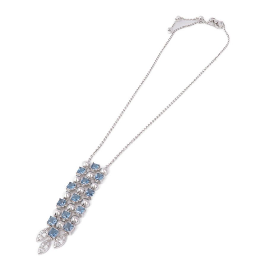 BVLGARI 18K白金Lucia Topaz Diamond Necklace藍色托帕石/鑽石項鍊-2