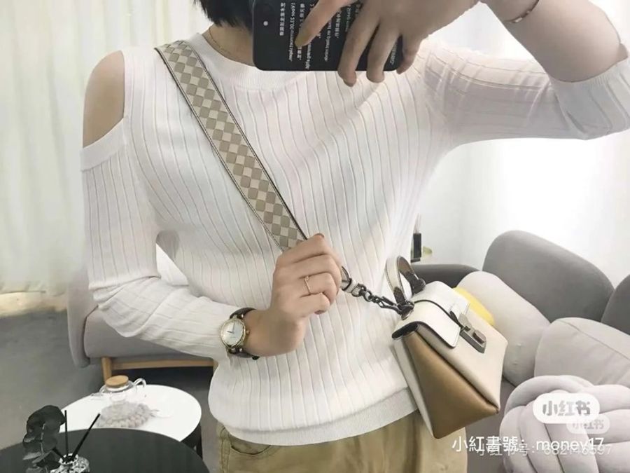 BOTTEGA VENETA BV MINI PIAZZA 米白 裸粉色 全皮 郵差包 手提包 肩背包 斜背包-8