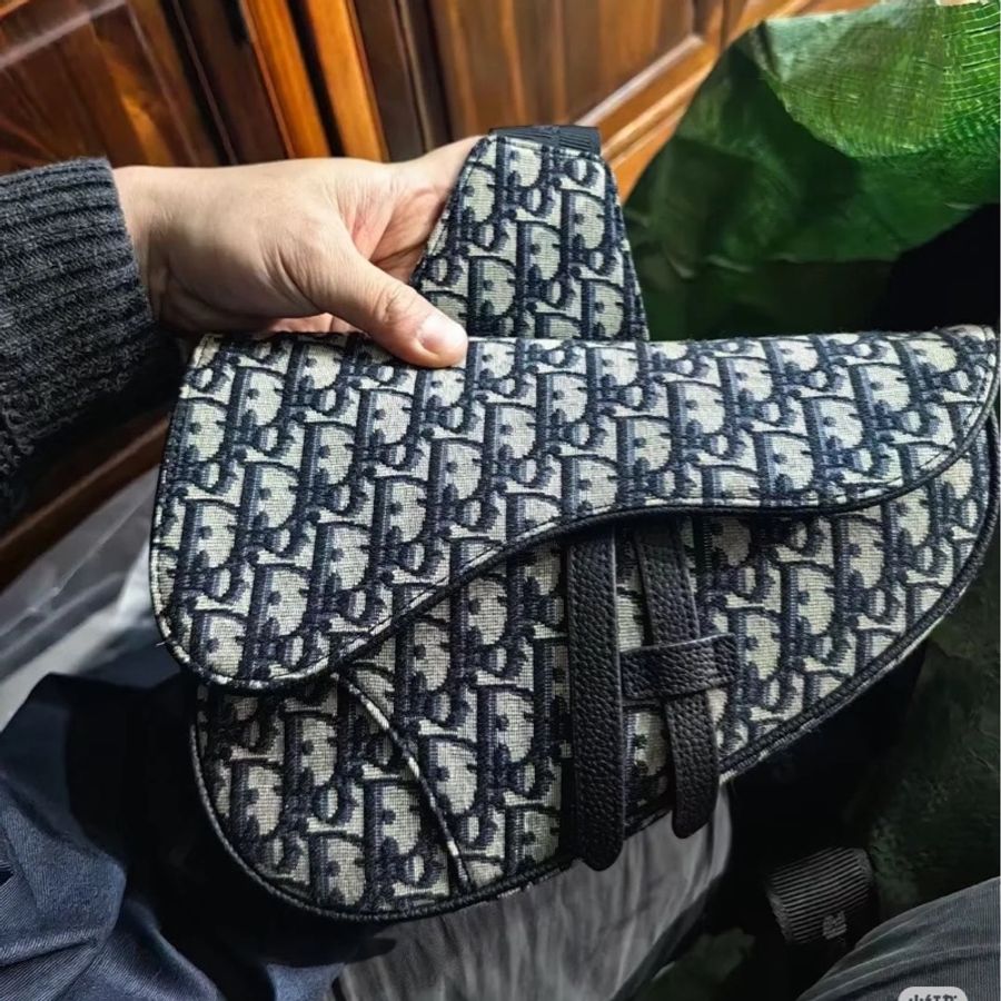 🈶專櫃購證Dior Saddle刺繡老花馬鞍包 芯片款 全配99🆕-11