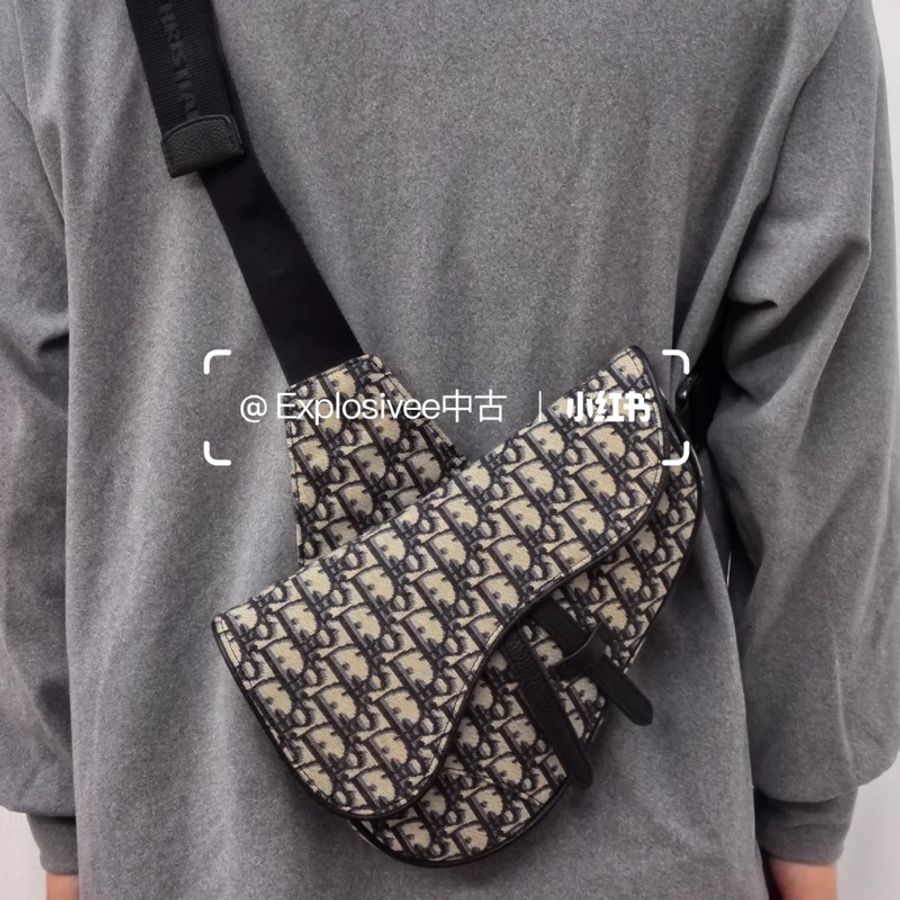 🈶專櫃購證Dior Saddle刺繡老花馬鞍包 芯片款 全配99🆕-12