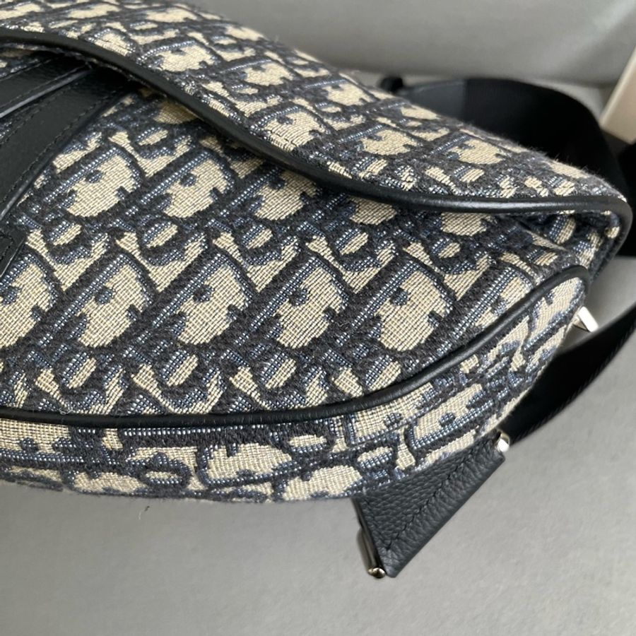 🈶專櫃購證Dior Saddle刺繡老花馬鞍包 芯片款 全配99🆕-52