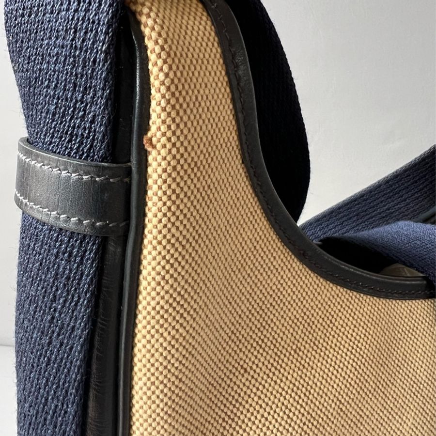 Vintage Hermes Tsako Handbag 中古愛馬仕 帆布包真皮-19