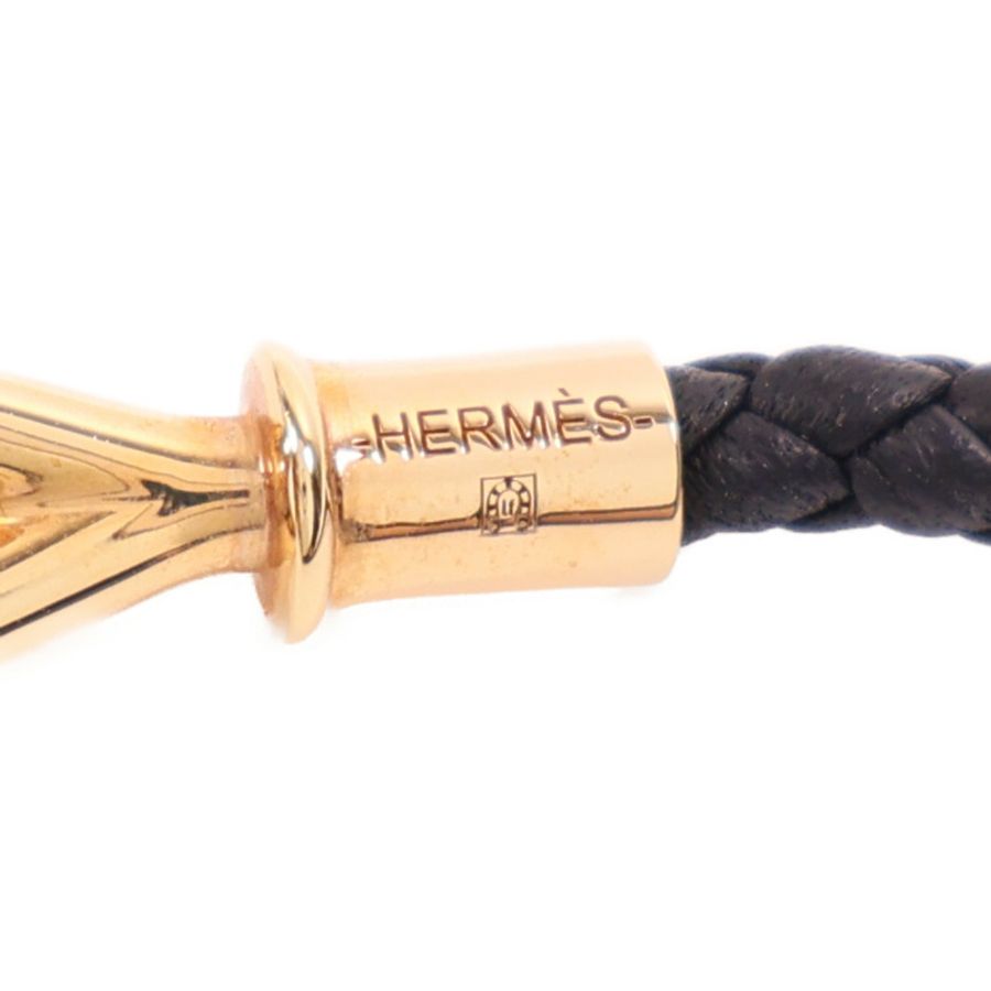 HERMES 【Hermes Fair】Swift皮革Jumbo H Bracelet金扣手鐲Noir-5
