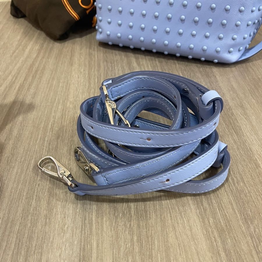 Tods 淺藍色豆豆皮革銀釦手提後背包Wave mini-29
