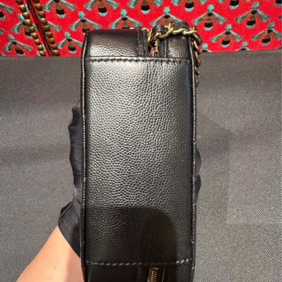 Chanel Camera Bag 黑金荔枝皮相機包-9