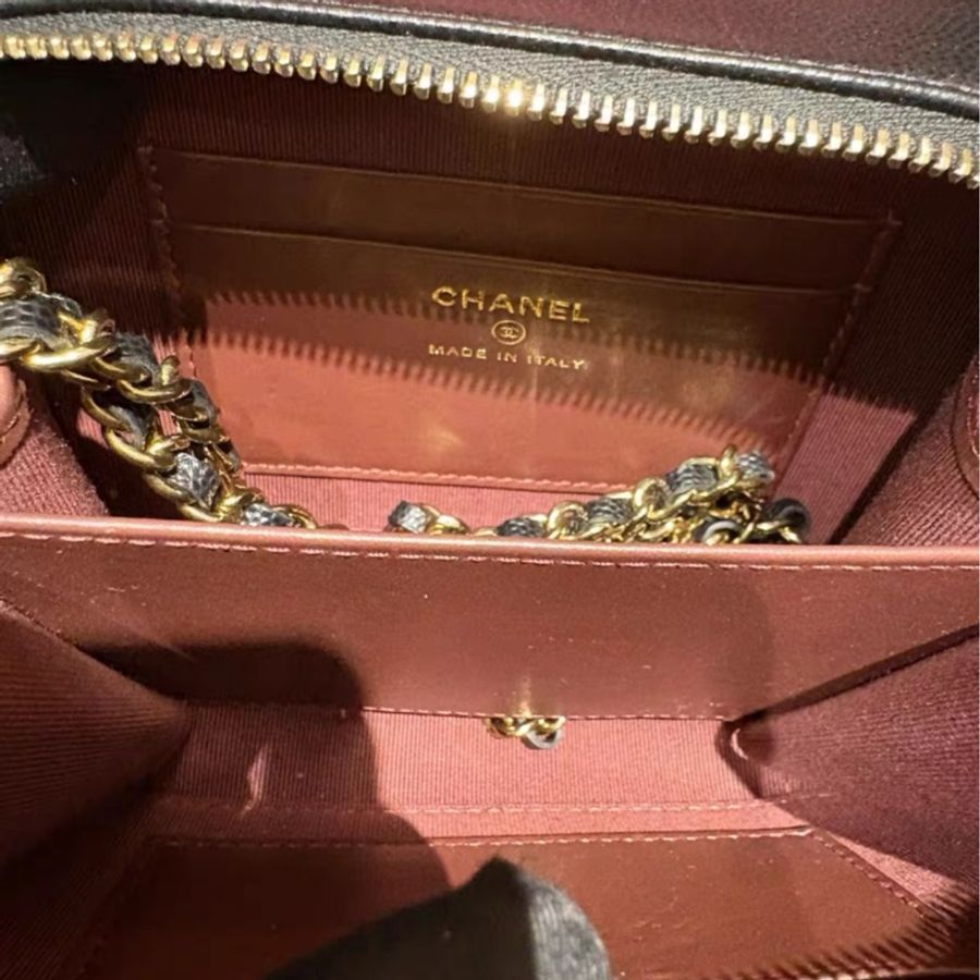Chanel Camera Bag 黑金荔枝皮相機包-10
