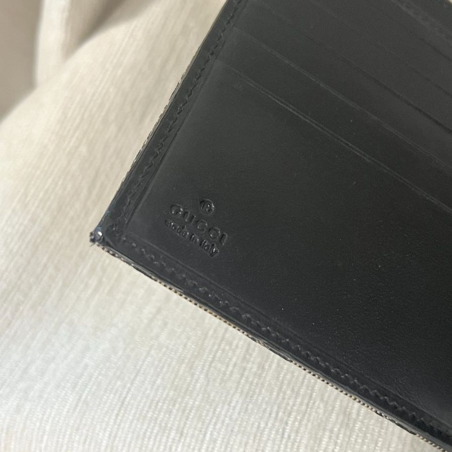 Gucci黑色老花中古錢包短夾 連散子包位置 日本中古二手Vintage-1