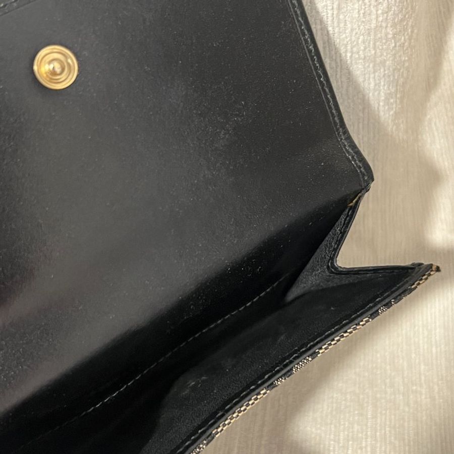 Gucci黑色老花中古錢包短夾 連散子包位置 日本中古二手Vintage-9