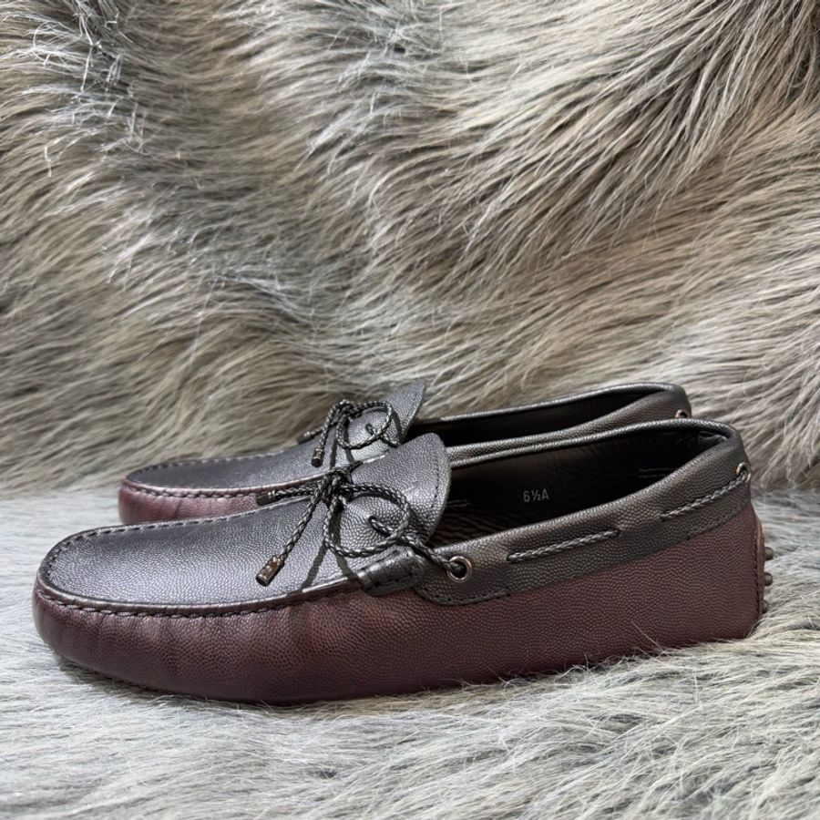 TODS 黑色 紫色 荔枝皮 綁帶 帆船鞋 休閒鞋 懶人鞋 皮鞋 豆豆鞋 男 鞋 方便鞋-7