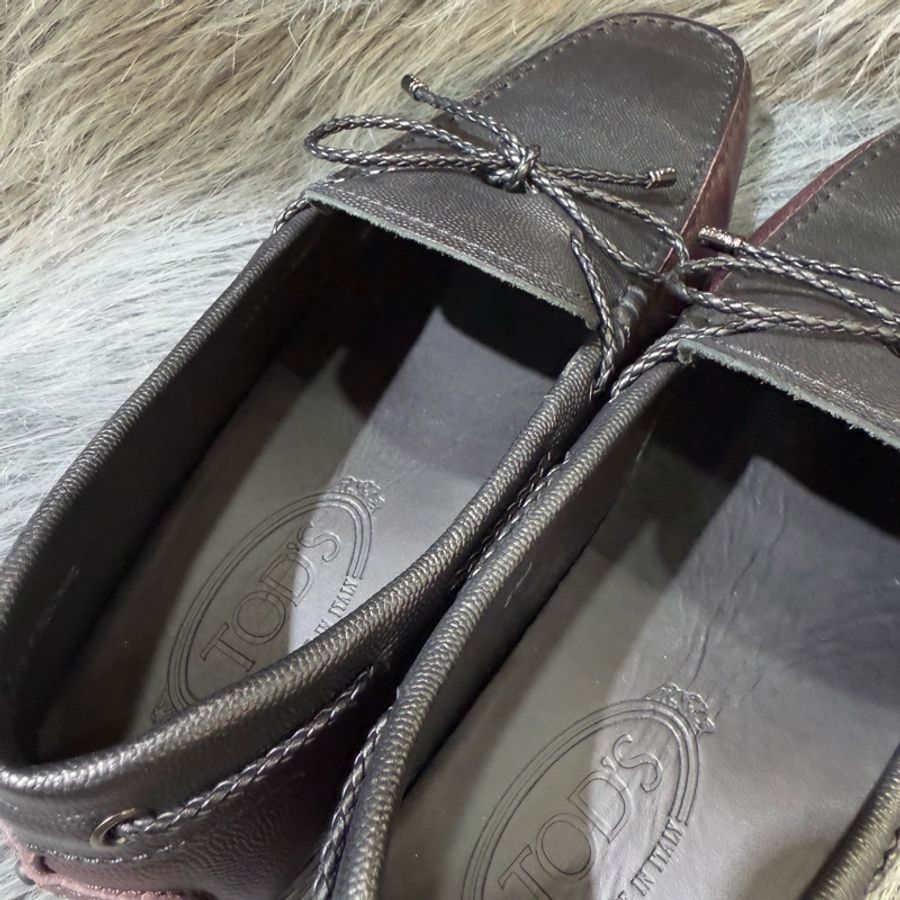 TODS 黑色 紫色 荔枝皮 綁帶 帆船鞋 休閒鞋 懶人鞋 皮鞋 豆豆鞋 男 鞋 方便鞋-11