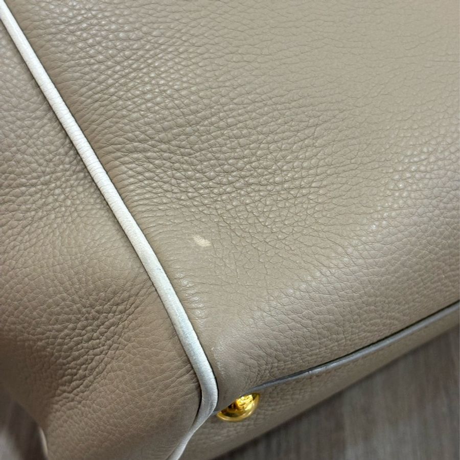 MIU MIU 大象灰 全皮 滾白邊 拉鍊 內袋 肩背包 托特包 手提包-8