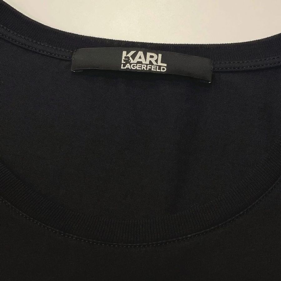 老佛爺KARL LAGERFELD 眼鏡立體鬍鬚短T 黑色-7