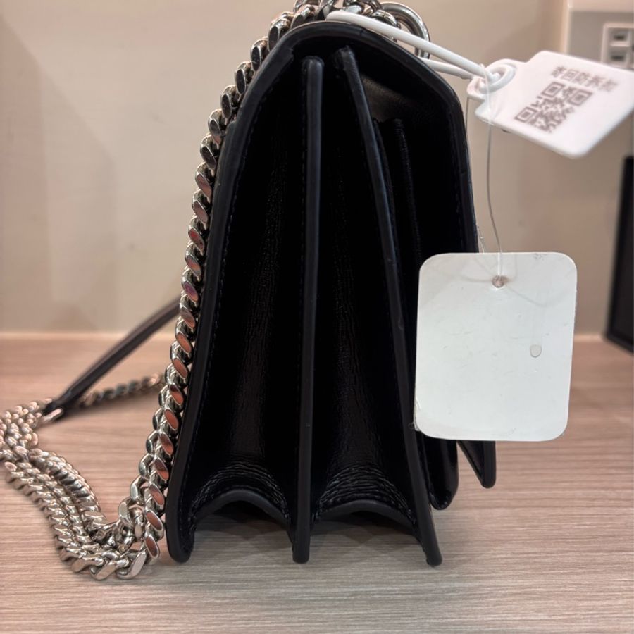 YSL聖羅蘭sunset黑銀日落包斜挎肩背包-5