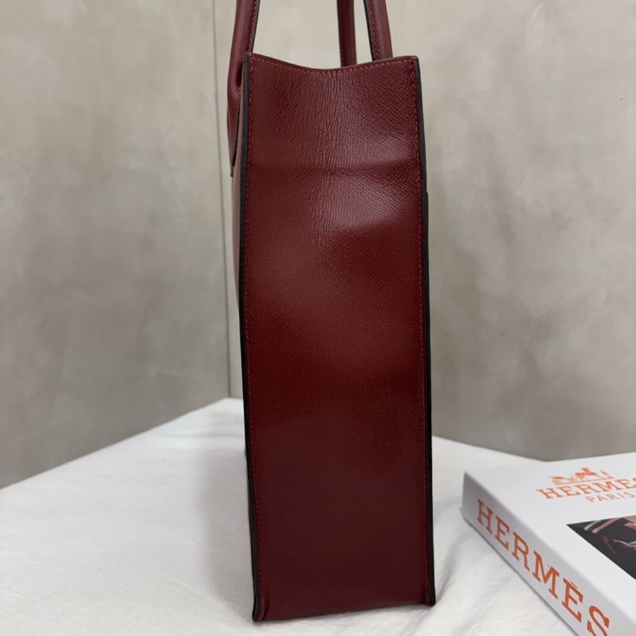 Hermès whitebus 酒紅色手提托特-5