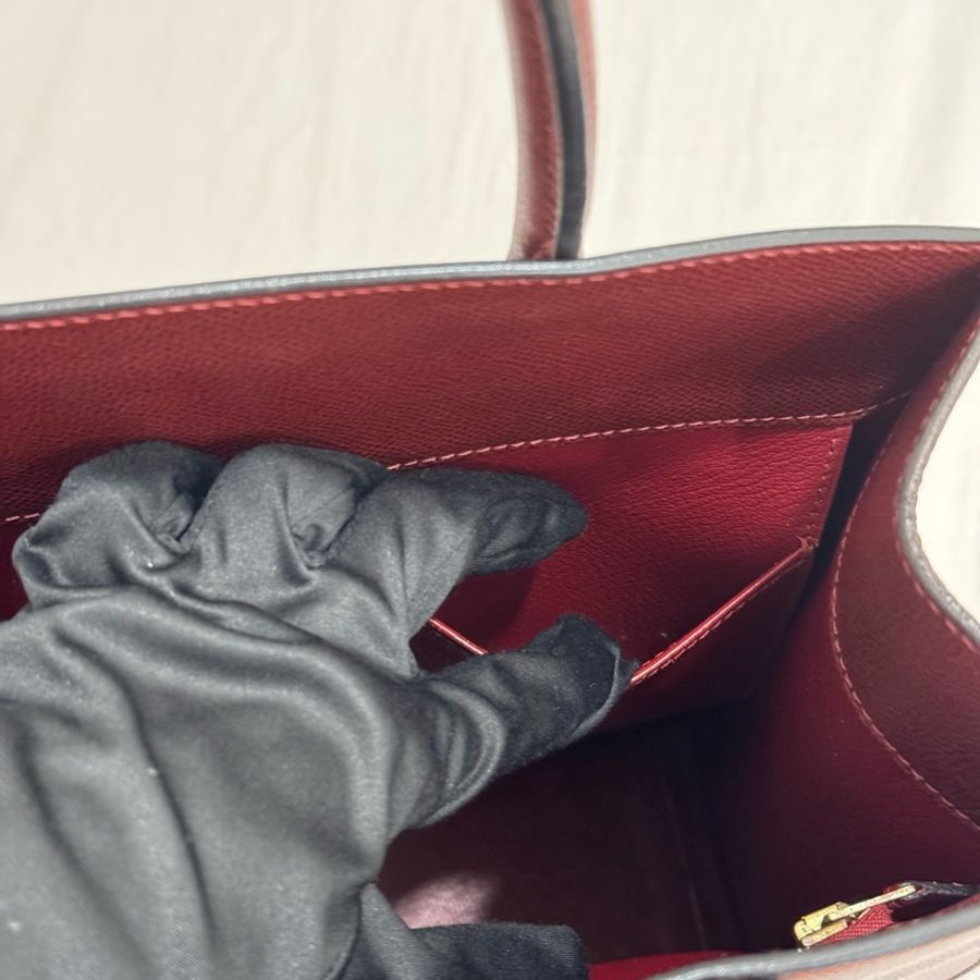 Hermès whitebus 酒紅色手提托特-19