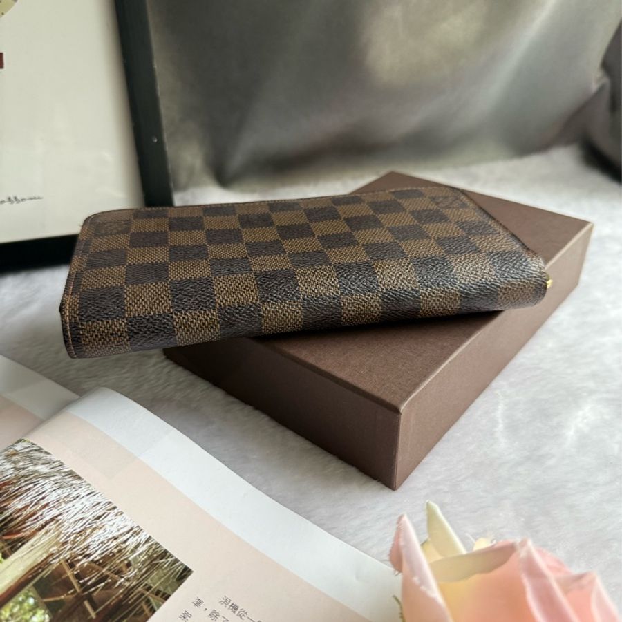 Louis Vuitton 棋盤格拉鏈長夾(棕色) N60015-3