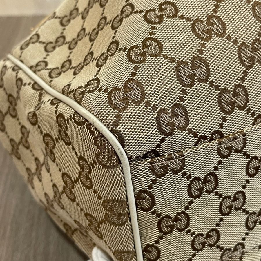 Gucci 211944白牛皮老花布面Sukey手提包 托特包-5