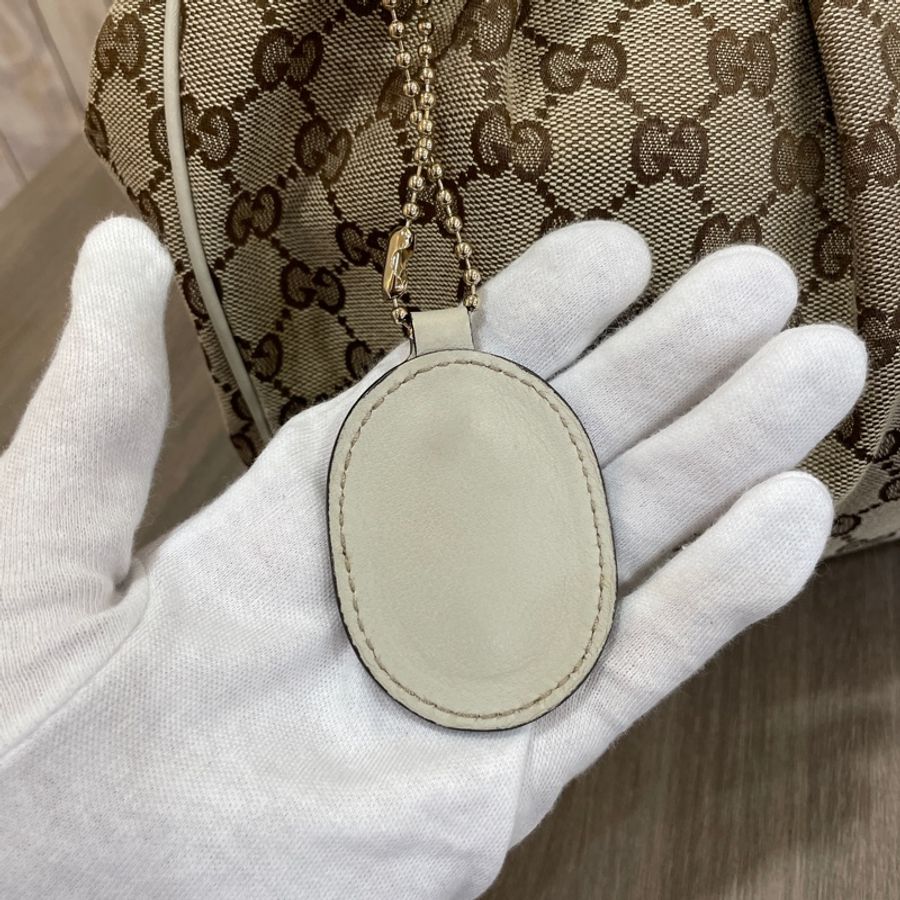 Gucci 211944白牛皮老花布面Sukey手提包 托特包-11