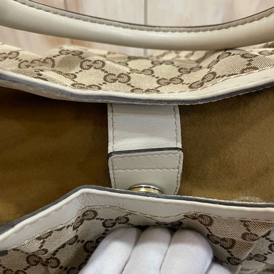 Gucci 211944白牛皮老花布面Sukey手提包 托特包-14