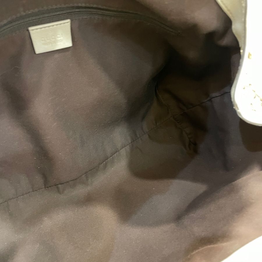 Gucci 211944白牛皮老花布面Sukey手提包 托特包-17