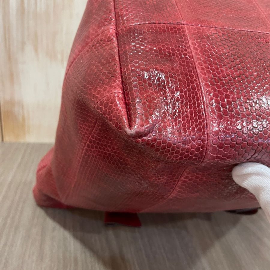 Ferragamo桃紅色蛇皮蝴蝶結手提包 托特包-8