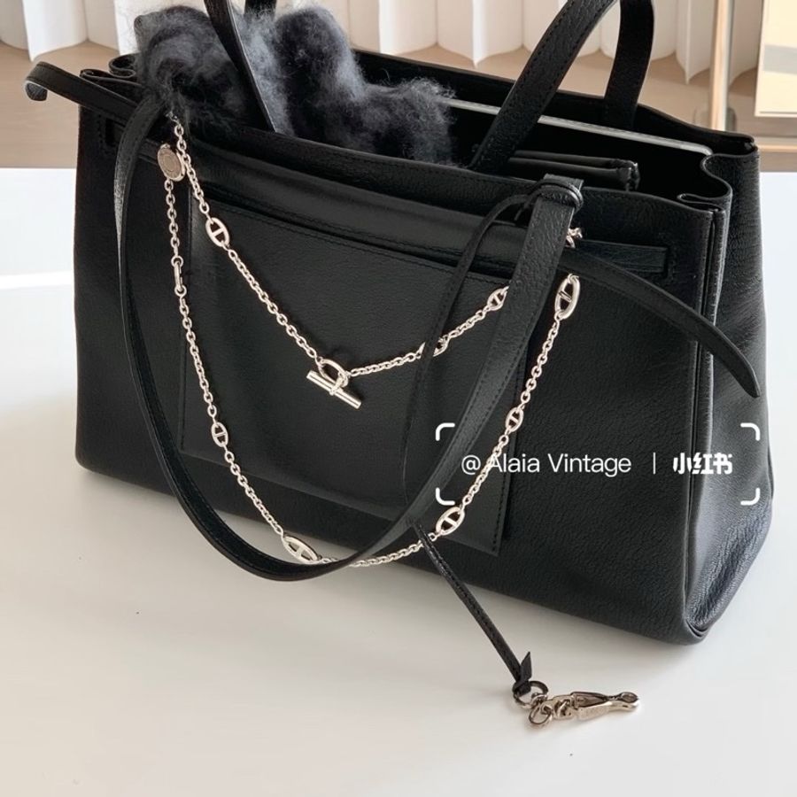 愛馬仕Cabana黑銀配色 類花園包herbag 托特包-5