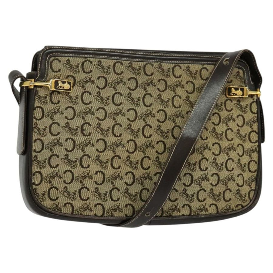【日本直送】CELINE C Sulky 肩背包 帆布 米色 金色 正品 117907-0